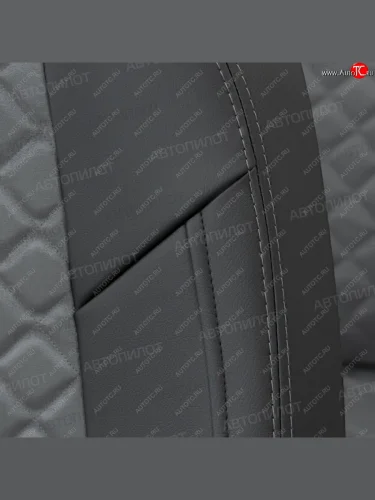 Чехлы сидений (экокожа/алькантара) Автопилот Ромб (черный/серый) Ford Explorer  U502 (2010-2019) дорестайлинг, 1-ый рестайлинг, 5 дв., 2-ой рестайлинг, 5 дв.