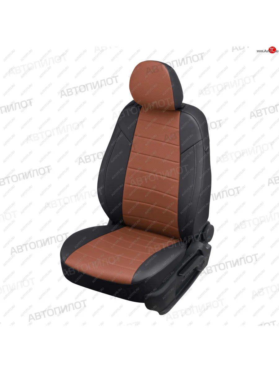 Чехлы сидений (Comfort, экокожа) Автопилот Ford Focus 2 седан рестайлинг (2007-2011) (черный/коричневый)  в Самаре Самарской области