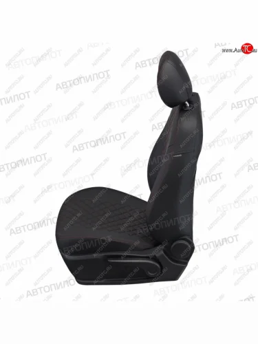 Ford Mondeo V (Titanium) с 15г.Черный + Красная строчкаРомб   Копируемое: Чехлы сидений (Titanium, экокожа) Автопилот Ромб (черный/красная строчка) Ford Mondeo ( MK5 CD391,  MK5,CD391) (2014-2025) дорестайлинг седан, дорестайлинг универсал, рестайлинг универсал, рестайлинг, седан