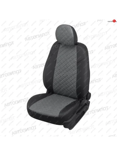 Чехлы сидений (Titanium, экокожа) Автопилот Ромб (черный/серый) Ford Mondeo MK5 CD391 дорестайлинг седан (2014-2018)