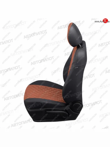 Чехлы сидений (экокожа/алькантара) Автопилот Ромб (черный/коричневый) Geely Atlas  NL3 (2016-2022)
