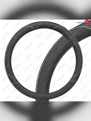 Оплётка руля (35-37см. (S), чёрная кожа) AIRLINE Opel Astra H универсал рестайлинг (2007-2015)