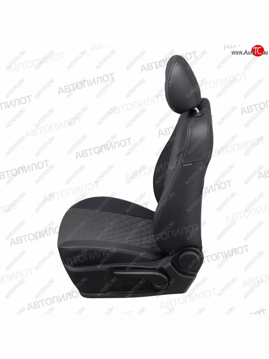 Чехлы сидений (экокожа) Автопилот Ромб Geely Emgrand X7 дорестайлинг (2011-2015) (черный/темно-серый)  в Самаре Самарской области