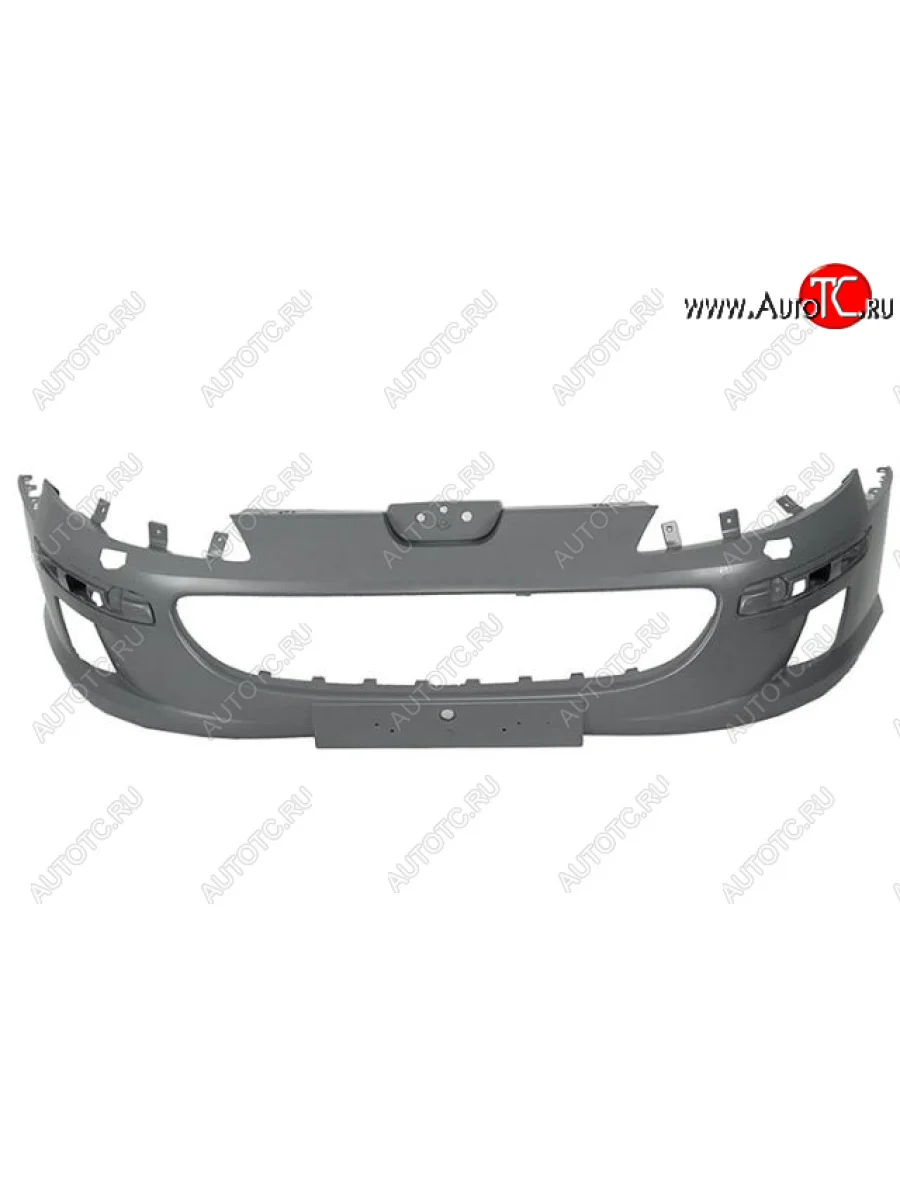 Бампер передний (с отверстием под омыватели фар, Тайвань) BodyParts Peugeot 407 универсал (2004-2011) (Неокрашенный)  в Перми Пермском крае