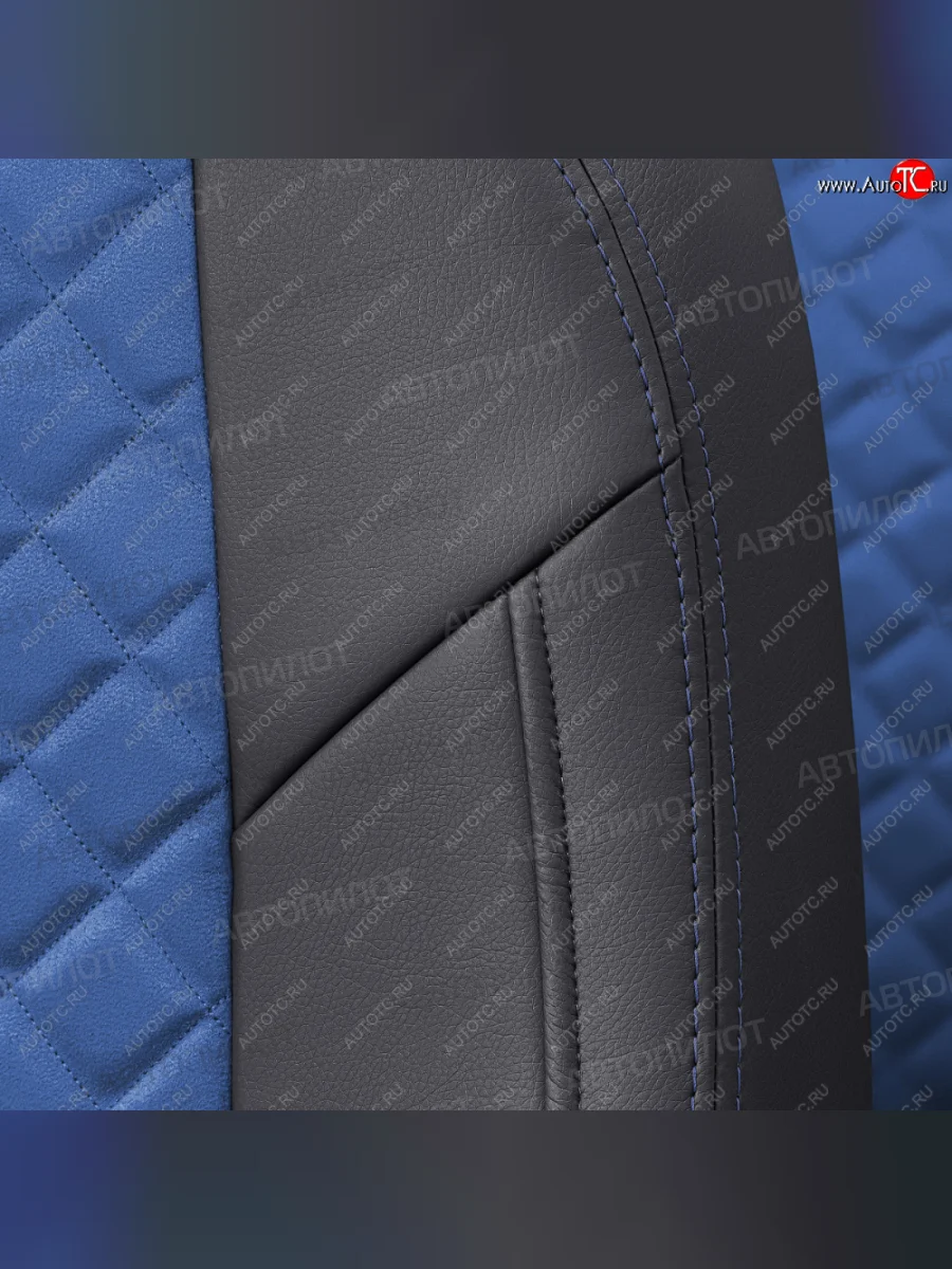 Чехлы сидений (экокожа/алькантара) Автопилот Ромб Haval M6 (2021-2025) (черный/синий)  в Керчи Республика Крым