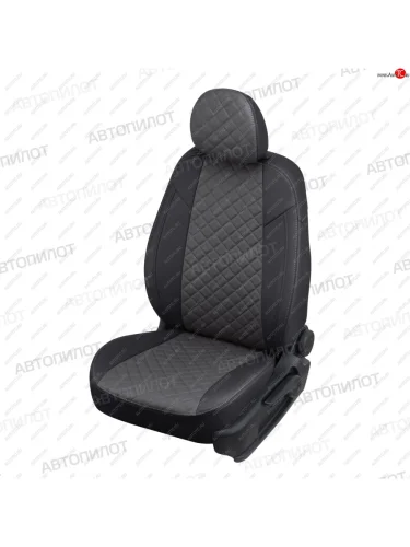 Чехлы сидений (экокожа, сплош.) Автопилот Ромб (черный/серый) Honda Civic  ES (2000-2006) седан дорестайлинг, седан рестайлинг