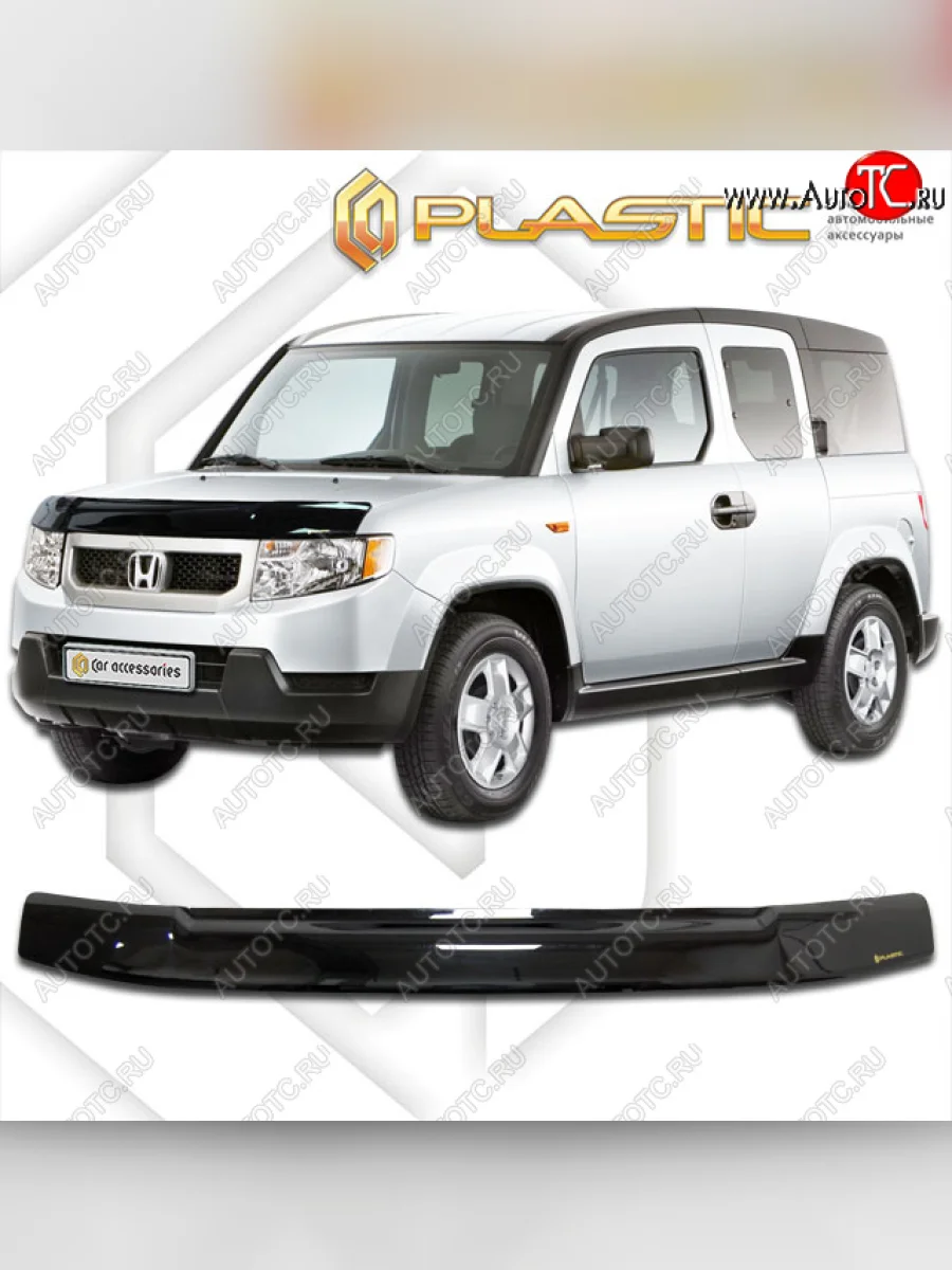 Дефлектор капота CA-Plastic Honda Element 1 YH 2-ой рестайлинг (2008-2011) (classic черный, без надписи)  в Керчи Республика Крым