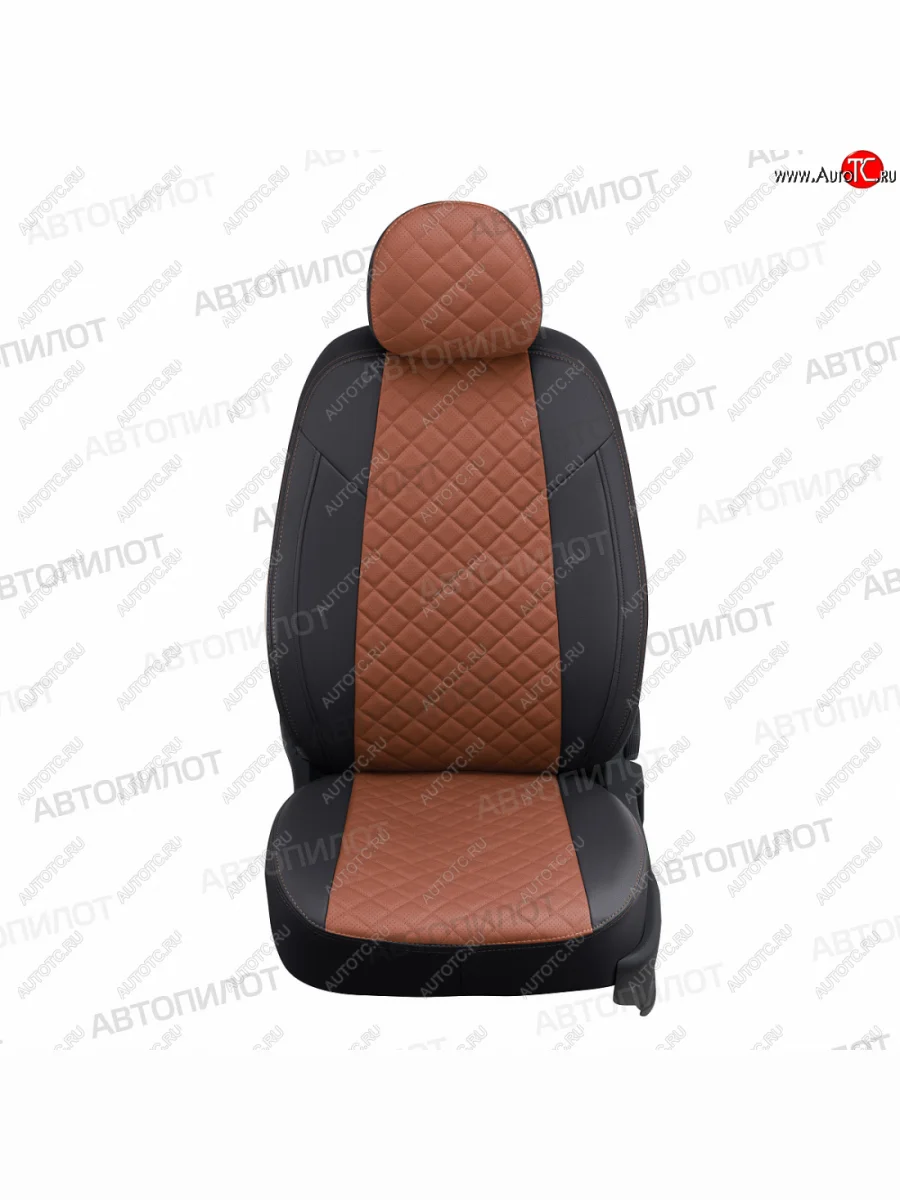 Чехлы сидений (экокожа) Автопилот Ромб Honda CR-V RM1,RM3,RM4 рестайлинг (2014-2018) (черный/коричневый)  в Керчи Республика Крым
