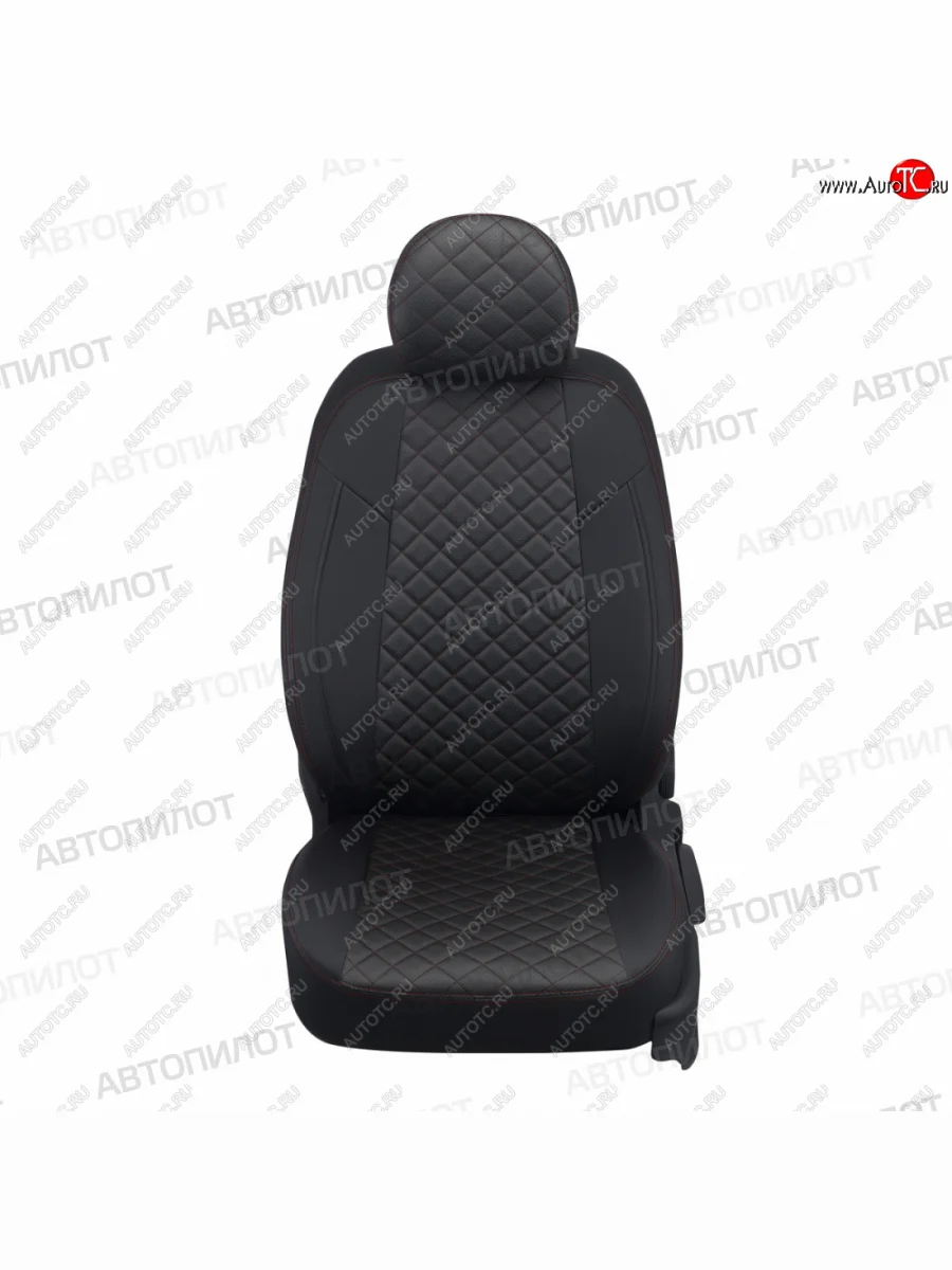 Чехлы сидений (экокожа) Автопилот Ромб Honda CR-V RM1,RM3,RM4 рестайлинг (2014-2018) (черный/красная строчка)  в Керчи Республика Крым