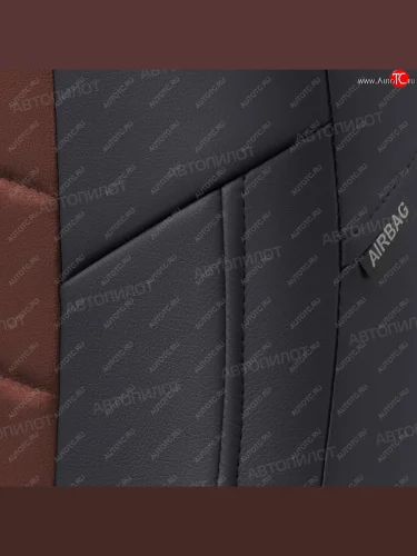 Чехлы сидений (экокожа/алькантара, 5 мест) Автопилот (черный/шоколад) Honda Pilot  YF4 (2008-2015) дорестайлинг, рестайлинг