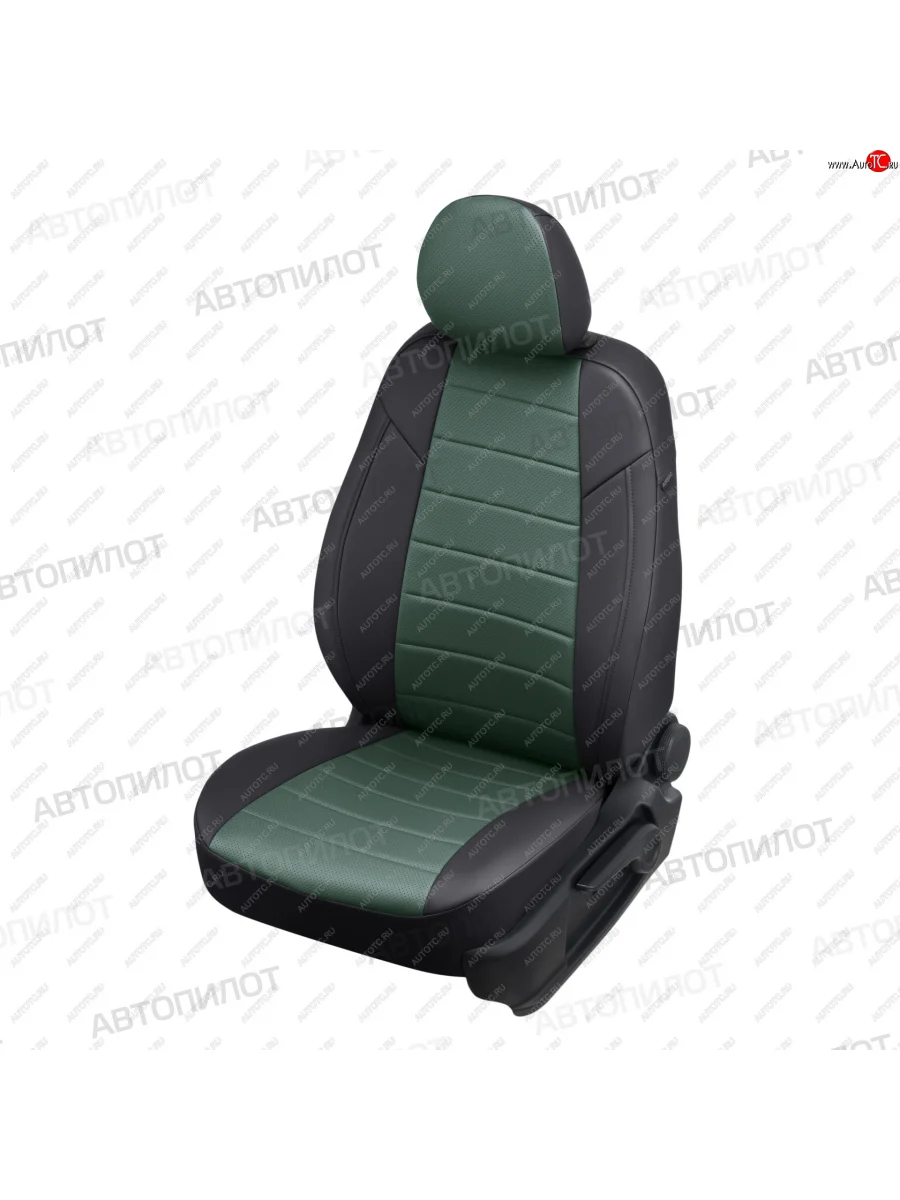 Чехлы сидений (экокожа, сплошное заднее сиденье) Автопилот  Hyundai Getz (2002-2010) TB (черный/зеленый)  в Перми Пермском крае