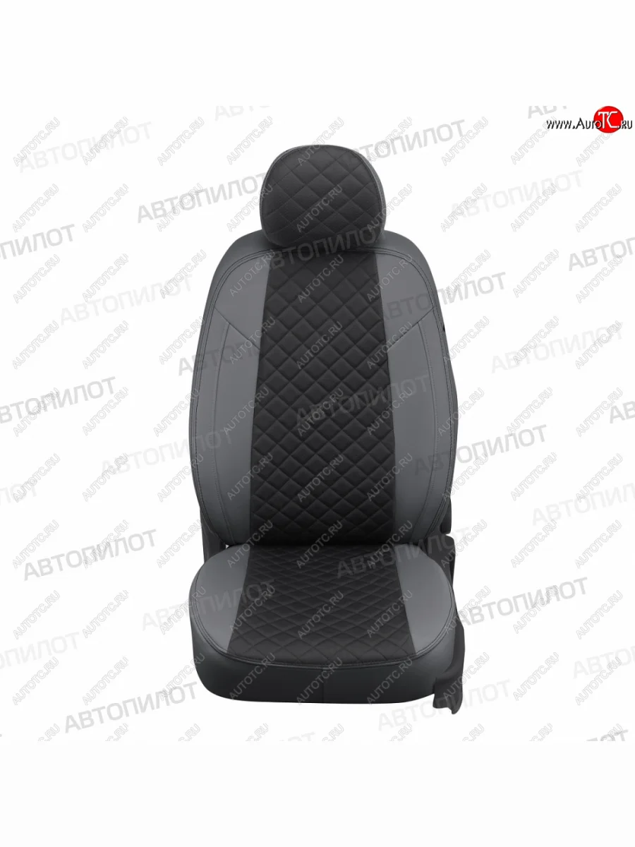 Чехлы сидений (экокожа, 3 места) Автопилот Ромб Hyundai HD-72 (2004-2008) (серый/черный)  в Перми Пермском крае
