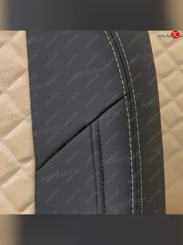 Чехлы сидений (экокожа/алькантара, 3 места) Автопилот Ромб (черный/бежевый) Hyundai HD-72 - HD78