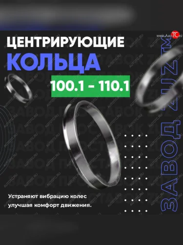 Алюминиевое центровочное кольцо  (4 шт) ЗУЗ 100.1 x 110.1 