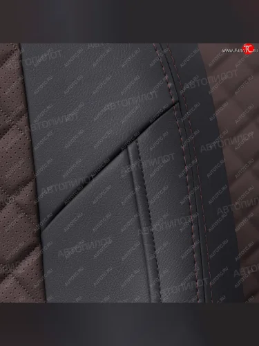 Чехлы сидений (экокожа) Автопилот Ромб (черный/шоколад) Hyundai Solaris RBr хэтчбэк рестайлинг (2014-2017)