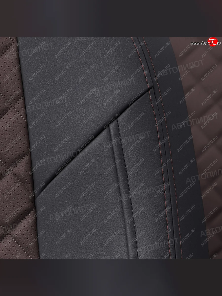 Чехлы сидений (экокожа) Автопилот Ромб Hyundai Solaris RBr хэтчбэк дорестайлинг (2010-2014) (черный/шоколад)  в Керчи Республика Крым