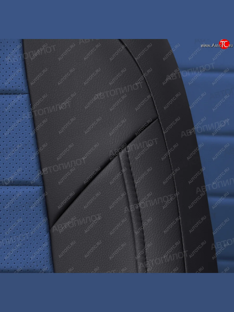 Чехлы сидений (экокожа) Автопилот KIA Ceed 2 JD рестайлинг, хэтчбэк (2015-2018) (черный/синий)  в Перми Пермском крае