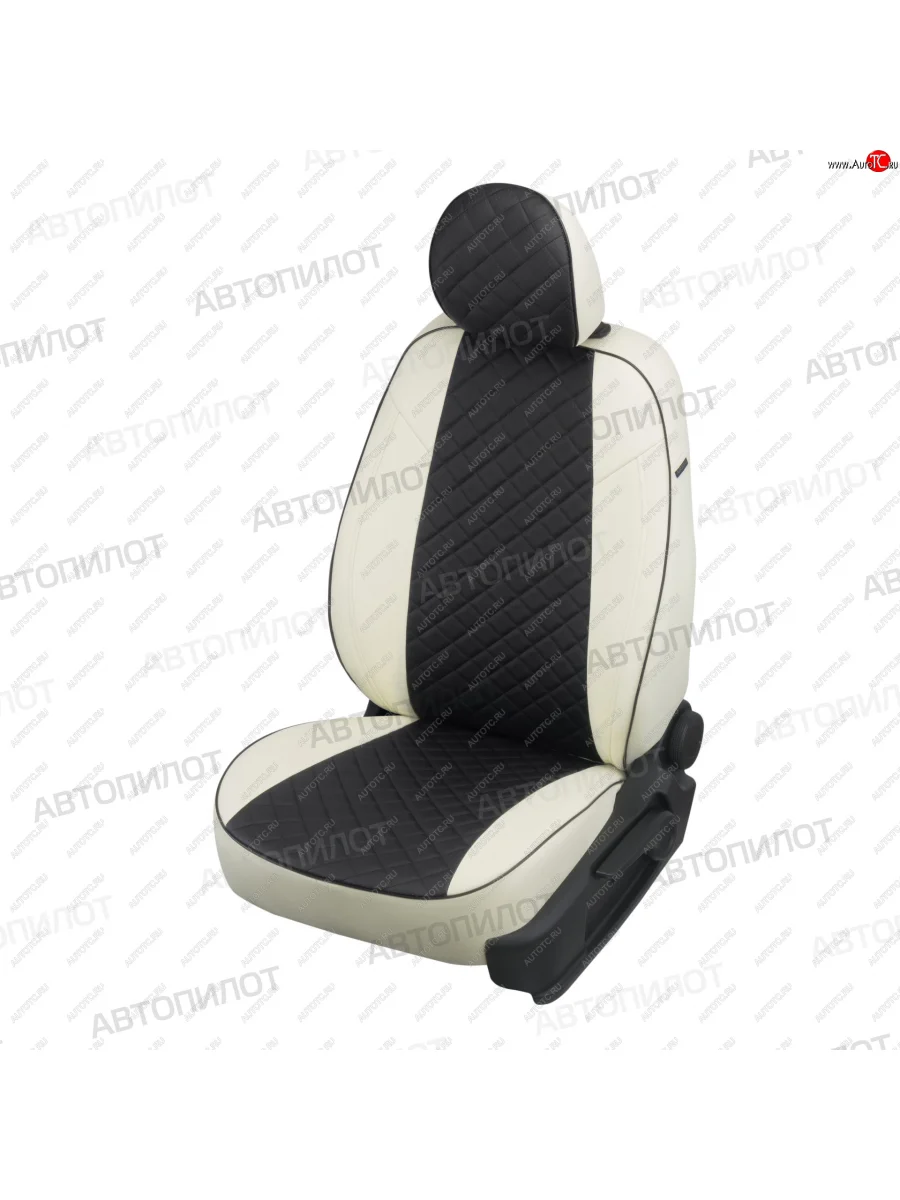 Чехлы сидений (экокожа, 40/60, Classic/Comfort/Luxe) Автопилот Ромб KIA Ceed 3 CD хэтчбэк (2018-2025) (белый/черный)  в Керчи Республика Крым