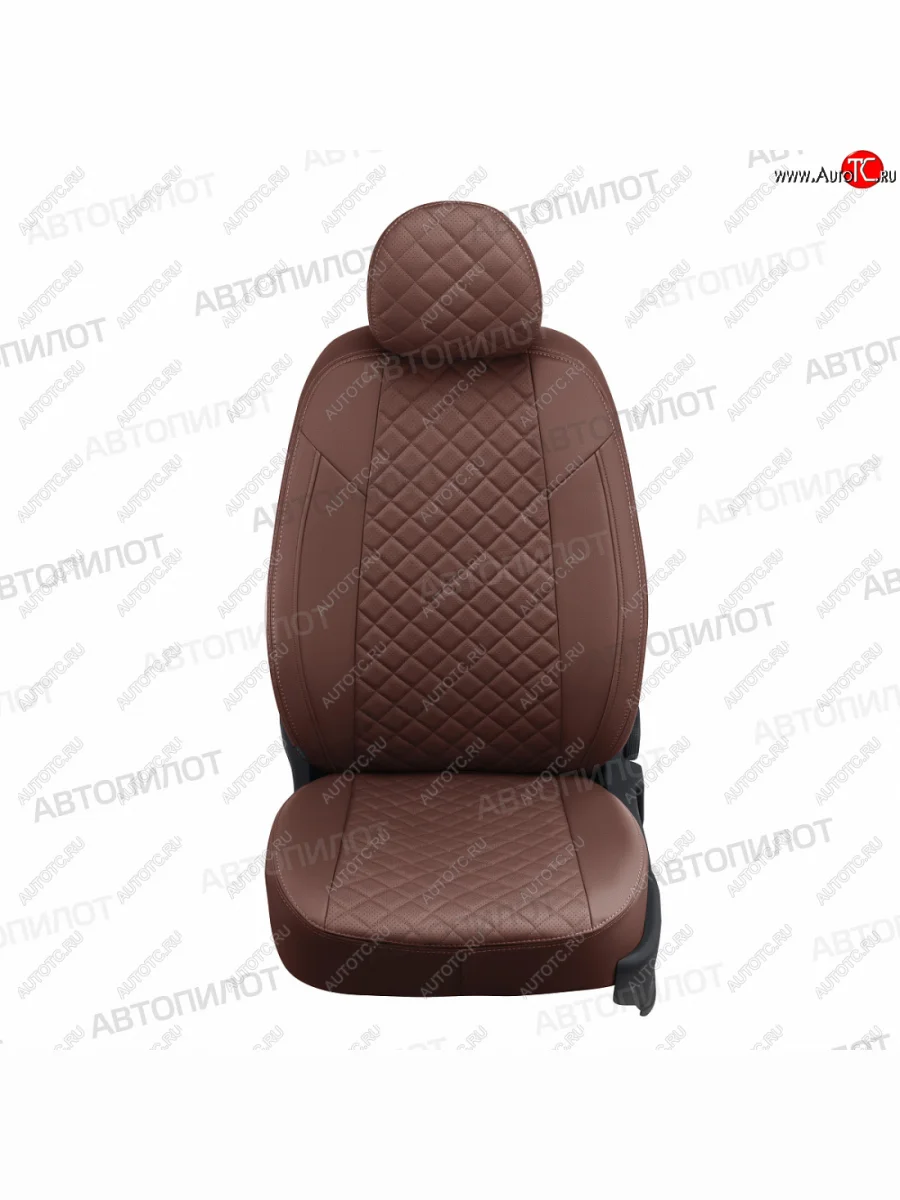 Чехлы сидений (экокожа) Автопилот Ромб KIA Cerato 1 LD седан рестайлинг (2005-2008) (темно-коричневый)  в Керчи Республика Крым