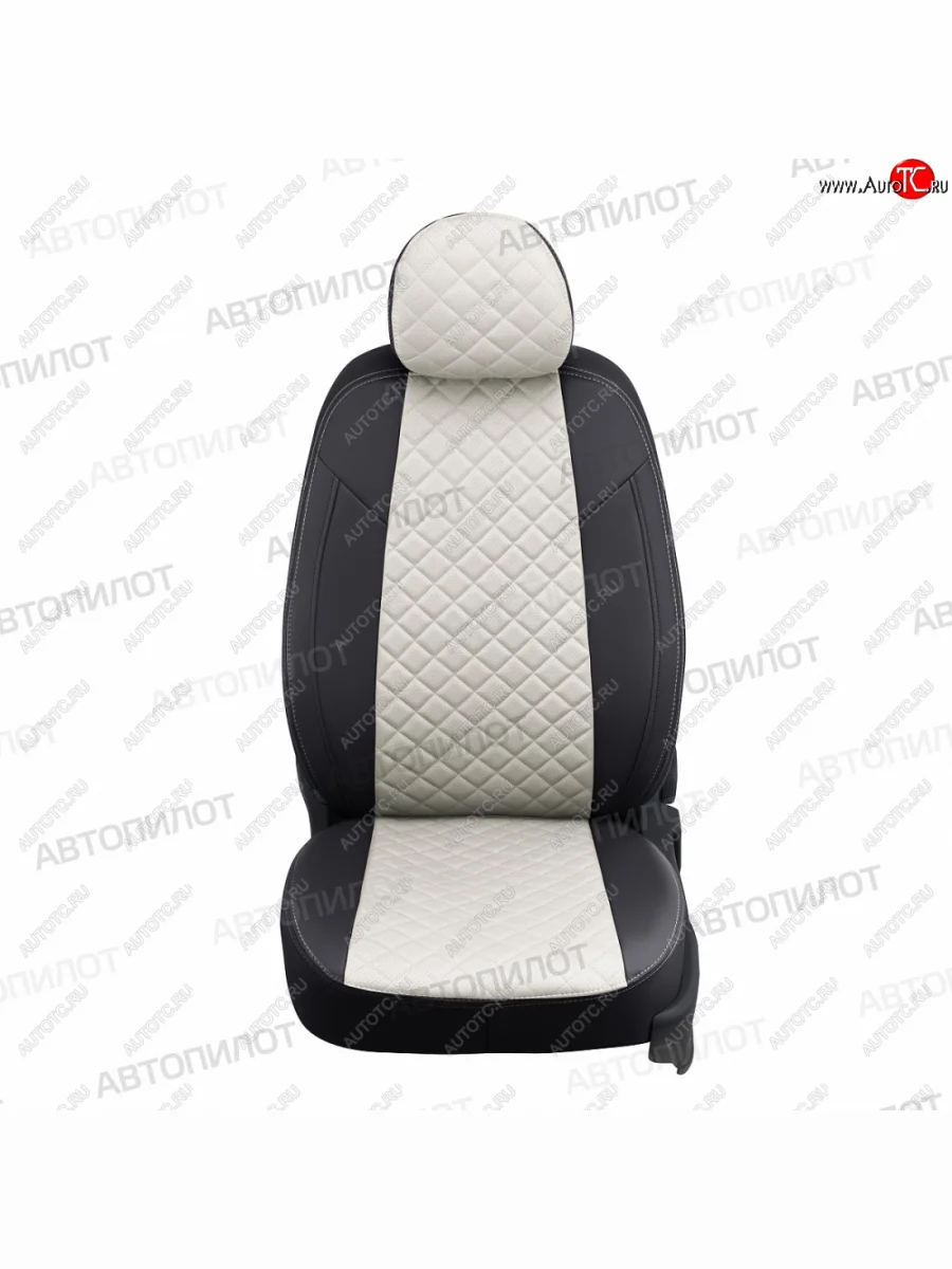 Чехлы сидений (экокожа, Classic) Автопилот Ромб KIA Cerato 3 YD дорестайлинг седан (2013-2016) (черный/белый)  в Керчи Республика Крым