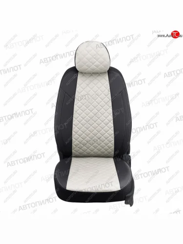 Чехлы сидений (экокожа) Автопилот Ромб (черный/белый) KIA Optima 3 TF дорестайлинг седан (2010-2013)