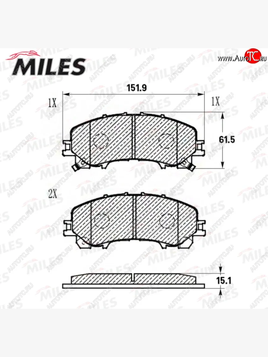 Комплект передних тормозных колодок (керамика) MILES INFINITI Qx50 J50 рестайлинг (2015-2018)  в Керчи Республика Крым