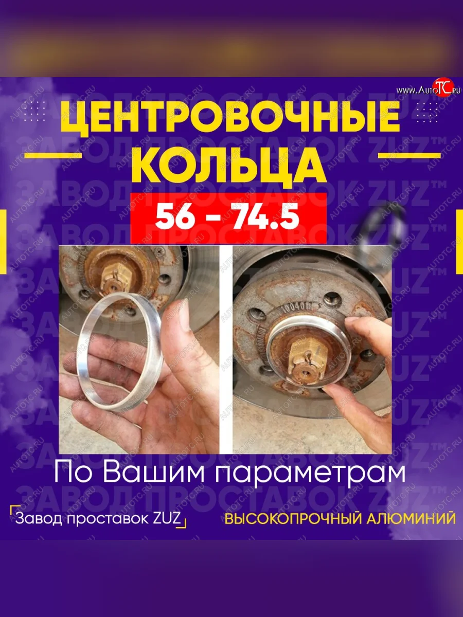 Алюминиевое центровочное кольцо (4 шт) ЗУЗ 56.0 x 74.5    с доставкой в г. Керчь
