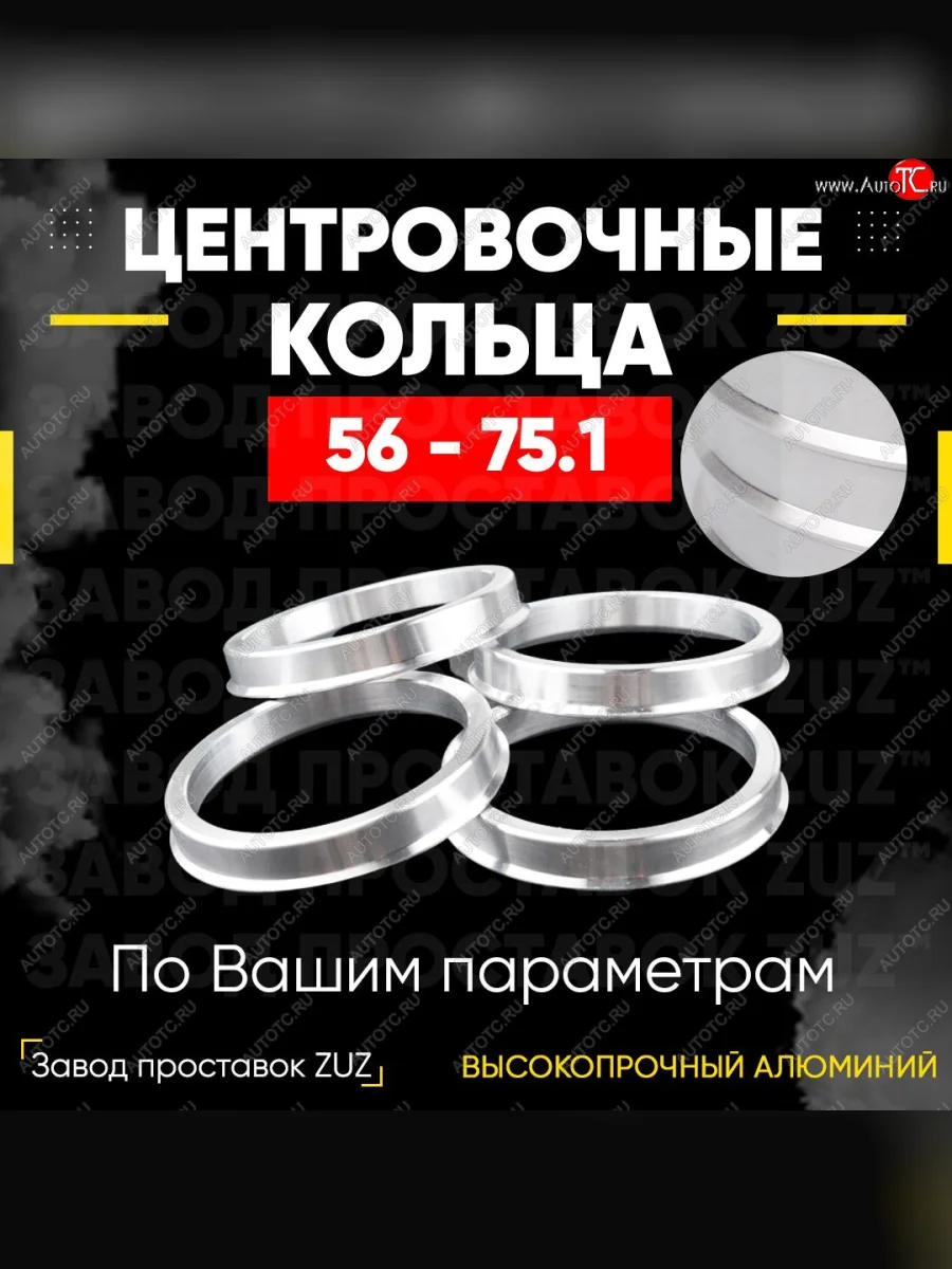 Алюминиевое центровочное кольцо (4 шт) ЗУЗ 56.0 x 75.1    с доставкой в г. Керчь