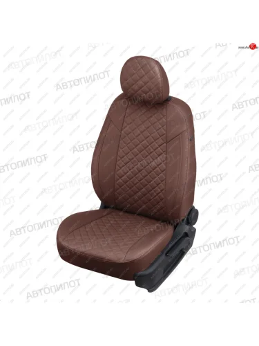 Чехлы сидений (экокожа) Автопилот Ромб (темно-коричневый) KIA Soul SK3 (2018-2022)