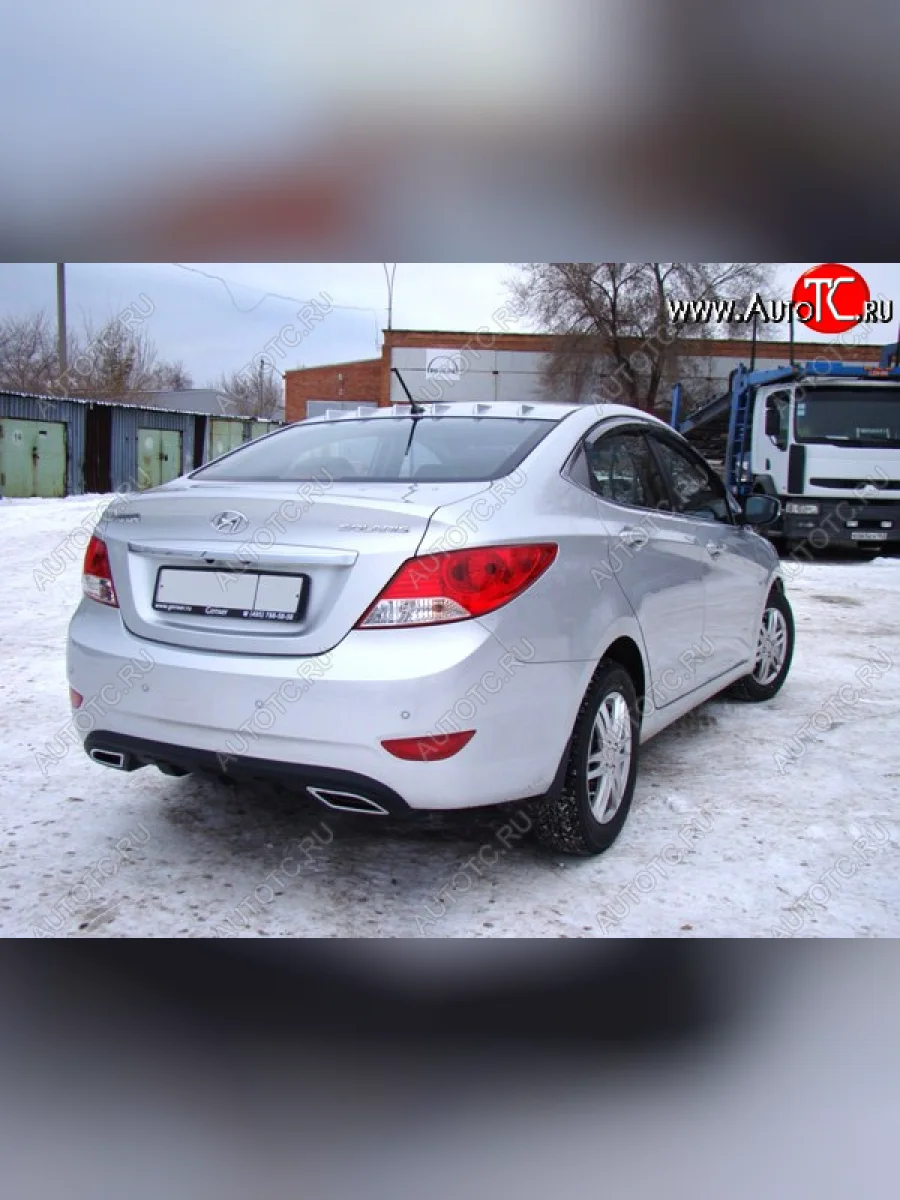 Диффузор заднего бампера Sport  Hyundai Solaris (2010-2014) RBr (Шагрень без выделений имитаций двойного выхлопа)  с доставкой в г. Керчь