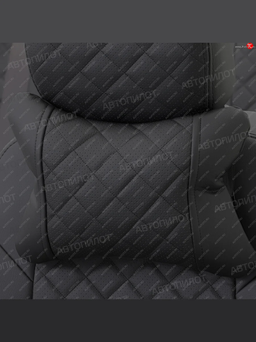Подушки под шею (2 шт., экокожа) Автопилот Ромб Chevrolet Tahoe K2UC (2014-2021) (черный)