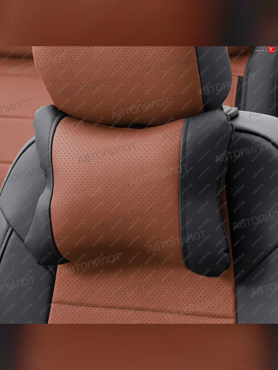 Подушки под шею (экокожа, 2 шт.) Автопилот CLASSIC GAC GS4 (2024-2025) (черный/коричневый)  в Самаре Самарской области