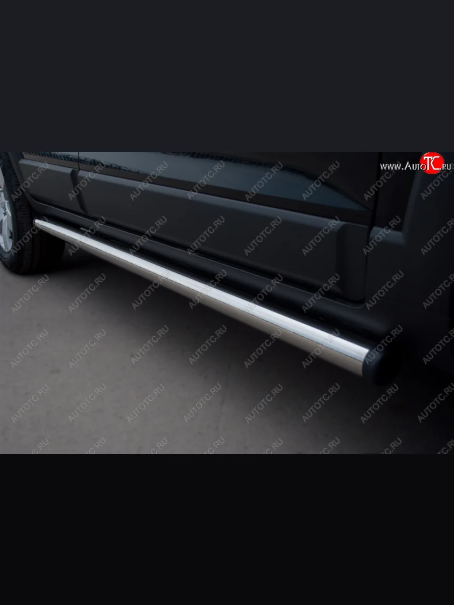 Защита порогов из круглой трубы диаметром 63 мм (Bertone) SLITKOFF Лада ВАЗ 2123 (Нива Шевроле) 1 рестайлинг (2009-2020) (Защита порогов с заглушками на торцах (вариант 2))  в Перми Пермском крае