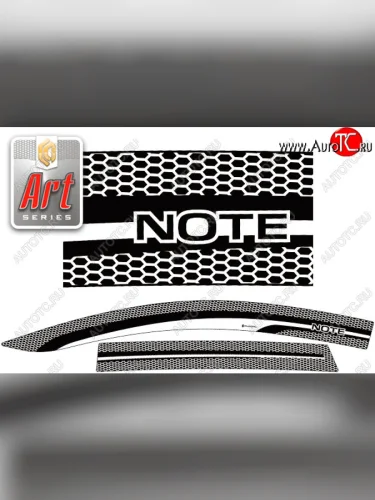 Дефлектора окон (правый руль) CA-Plastic (серия Art графит) Nissan Note  1 (2008-2013) E11 рестайлинг