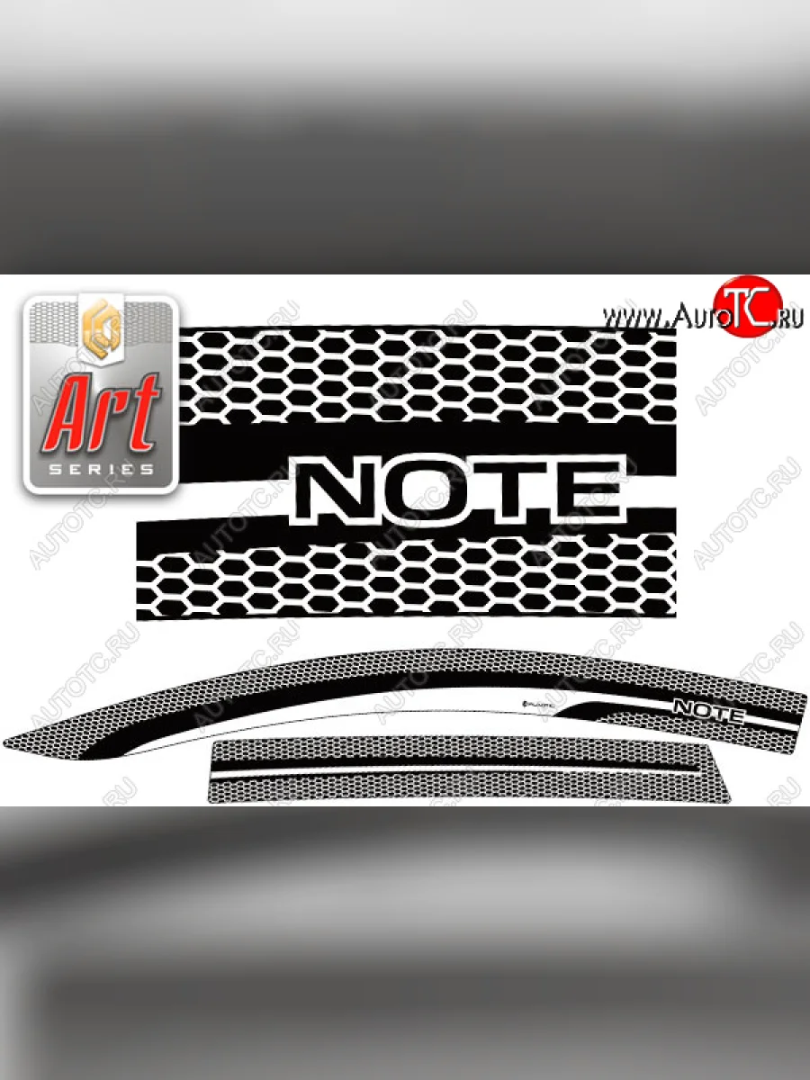 Дефлектора окон (правый руль) CA-Plastic  Nissan Note (2008-2013) 1 (серия Art черная)  в Керчи Республика Крым