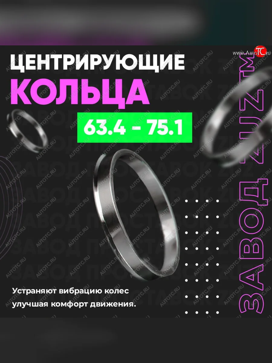 Алюминиевое центровочное кольцо (4 шт) ЗУЗ 63.4 x 75.1 Ford C-max Mk2 рестайлинг (2015-2019)