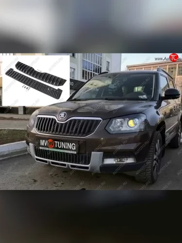 Заглушка решетки радиатора (верхняя, OUTDOOR) MV-Tuning (Текстурная поверхность) Skoda Yeti (2013-2018)