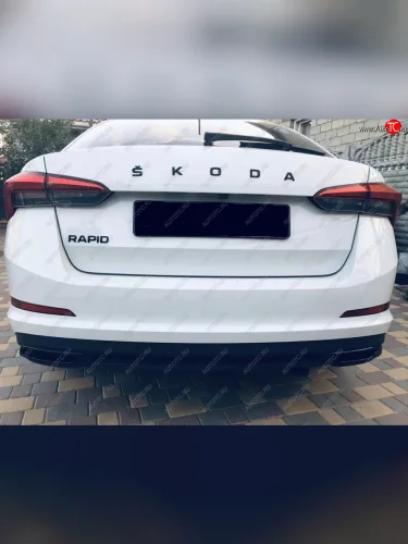 Имитация насадок глушителя RS Style MV-Tuning (Неокрашенные) Skoda Rapid  MK2 (2019-2024) хэтчбэк 5 дв. рестайлинг