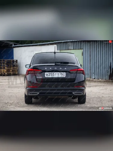 Имитация насадок глушителя RS Style MV-Tuning (SILVER (серебро)) Skoda Rapid  MK2 (2019-2024) хэтчбэк 5 дв. рестайлинг