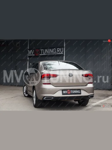 Имитация насадок глушителя MV-Tuning (SPACE GRAY (серый глянец)) Volkswagen Polo  Mk6 (2020-2022) лифтбек
