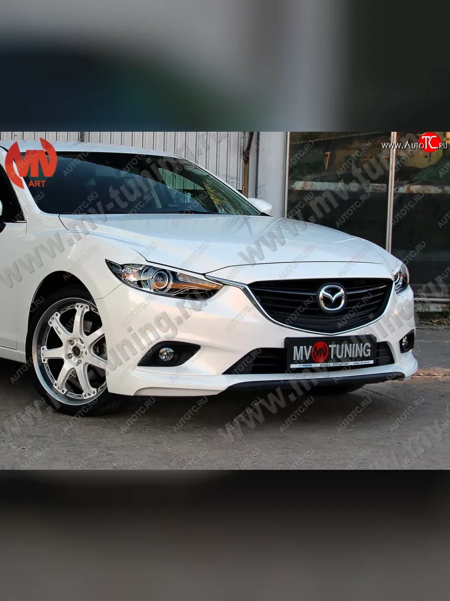 Клыки переднего бампера Var №2 Lite (комплектация Drive и Activ) MV-Tuning  Mazda 6 (2012-2018) GJ (Неокрашенные)  с доставкой в г. Керчь