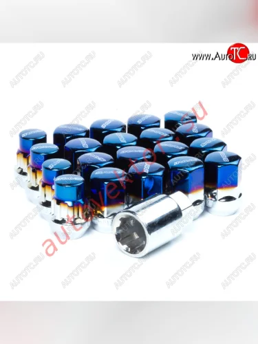 Гайка секретка (комплект, пос.место: конус) диска колеса iRays M12x1.5 (синий) 