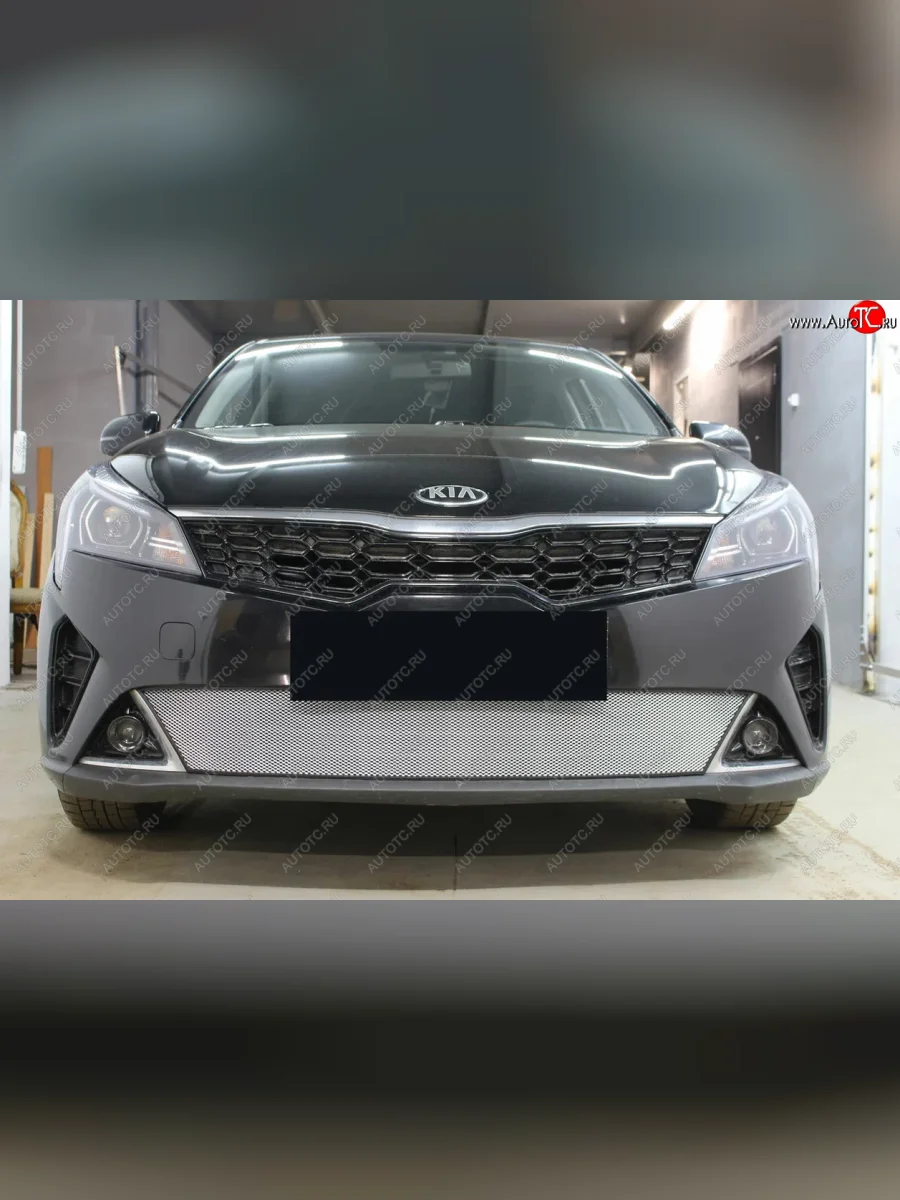Защитная сетка в бампер (низ, ячейка 3х7 мм) Alfeco Стандарт  KIA Rio  X (2020-2025) рестайлинг (Хром)