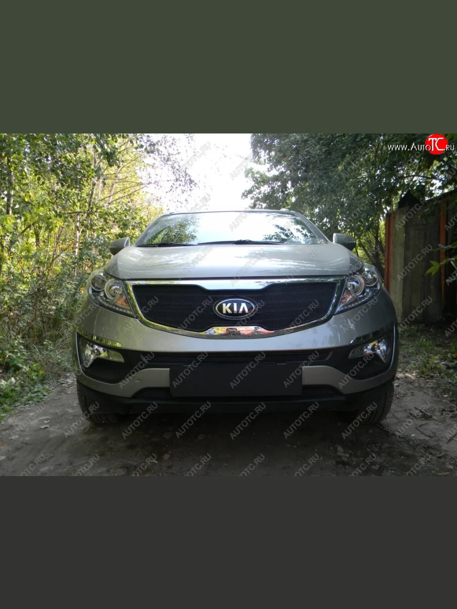 Защитная сетка в бампер (низ, ячейка 3х7 мм) Alfeco Стандарт  KIA Sportage (2010-2016) 3 SL (Чёрная)  в Воронеже Воронежской области