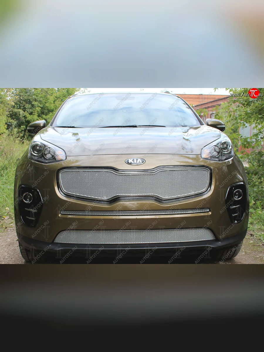 Защитная сетка в бампер (низ, ячейка 4х10 мм) Alfeco Премиум  KIA Sportage (2016-2018) 4 QL (Хром)  в Воронеже Воронежской области