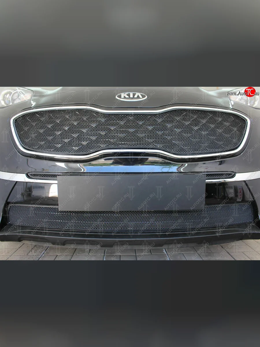 Защитная сетка в бампер (низ, ячейка 4х10 мм) Alfeco Премиум  KIA Sportage (2018-2022) 4 QL (Чёрная)  в Воронеже Воронежской области