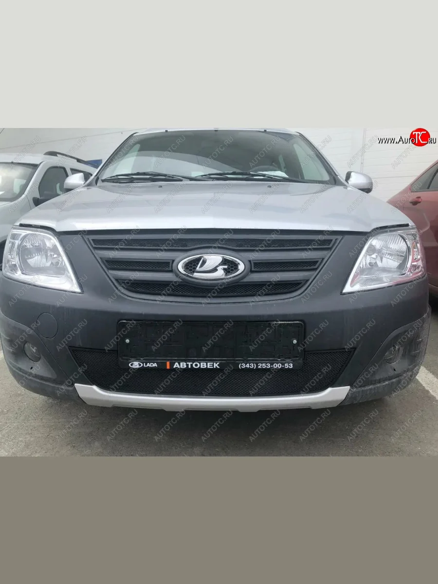 Защитная сетка в бампер (верхние, 4 части, ячейка 3х7 мм) Alfeco Стандарт  Лада ВАЗ Ларгус (2021-2025) (Чёрный)  в Воронеже Воронежской области