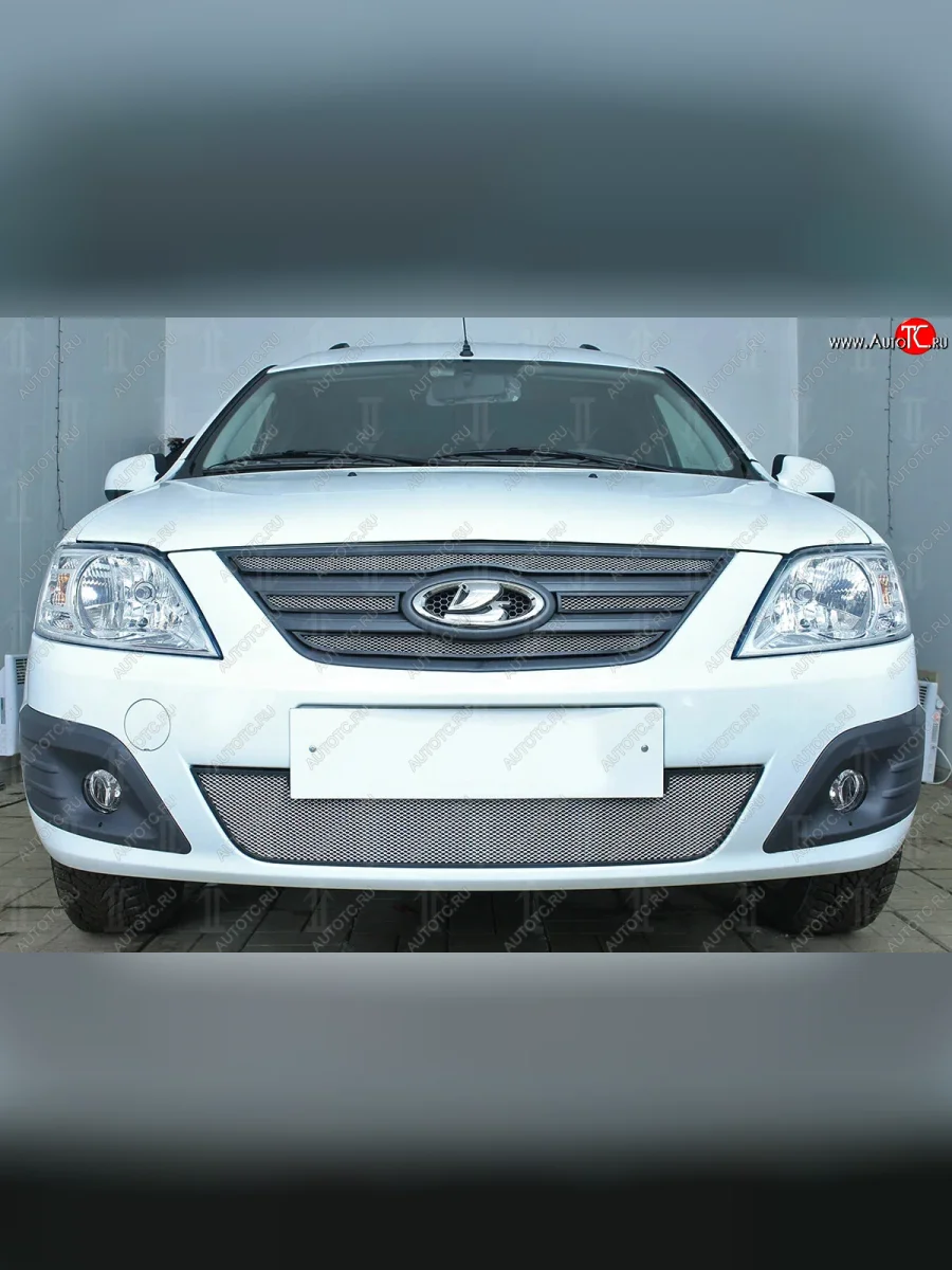 Защитная сетка в бампер (верхние, 4 части, ячейка 3х7 мм) Alfeco Стандарт  Лада ВАЗ Ларгус (2021-2025) (Хром)  в Воронеже Воронежской области