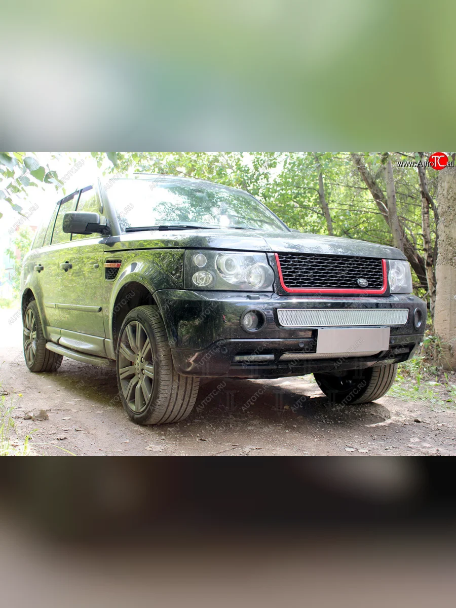 Защитная сетка в бампер (середина, ячейка 4х10 мм) Alfeco Премиум Land Rover Range Rover Sport 1 L320 дорестайлинг (2005-2009) (Хром)  в Воронеже Воронежской области
