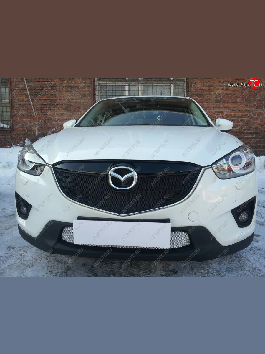 Защитная сетка в бампер (низ, ячейка 3х7 мм) Alfeco Стандарт Mazda CX-5 KE дорестайлинг (2011-2014) (Хром)  в Самаре Самарской области